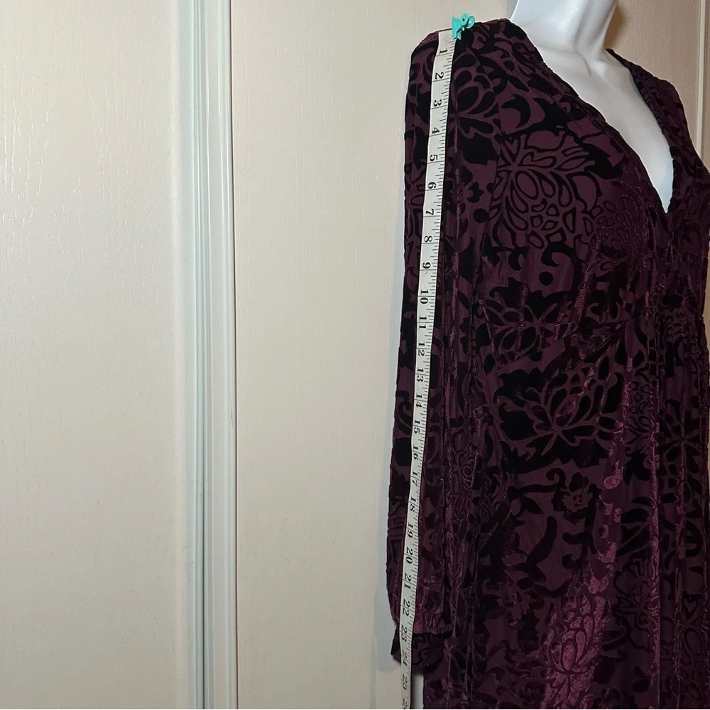 Free People Women’s Deep Purple All Night Long Velvet Burnout Mini Dress-Size XS